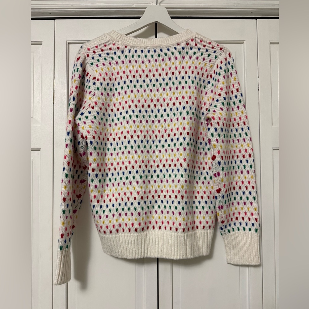 Talbots PUFF SLEEVE CREWNECK PULLOVER SPECKLED DOTS Rainbow Pride - Picture 3 of 8